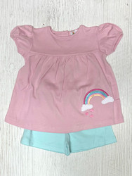 Lily Pads Rainbow with Hearts Ruffle Short Set