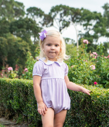 Trotter Street Kids Lavender Stripe/Aqua Lucy Dress - Lily Pads