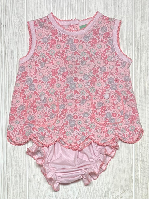 Sage & Lilly Pink Floral Scallop Bloomer Set