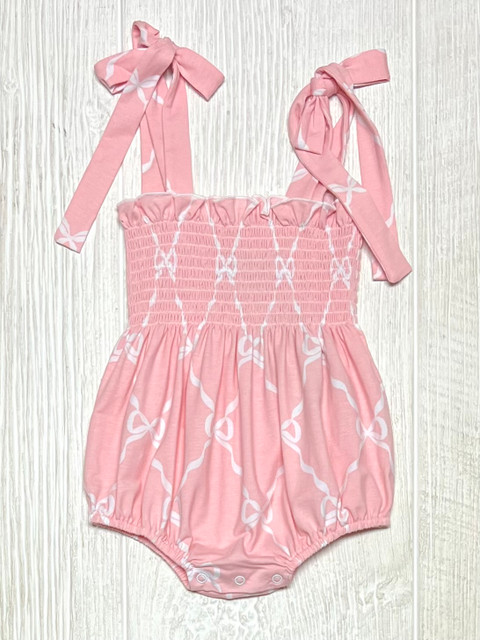 Sage & Lilly Pink Ribbon Smocked Tie Bubble