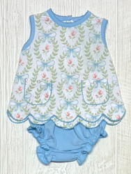 Sage & Lilly Baby Blue Bows Scallop Bloomer Set