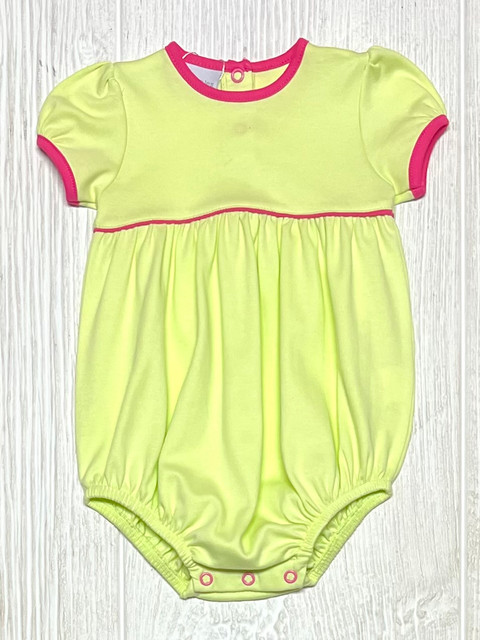 Squiggles Light Green/Hot Pink Bubble Romper