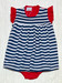 Squiggles Navy Stripe/Red Bubble Romper