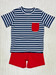 Squiggles Navy Stripe Red Pocket Short Set