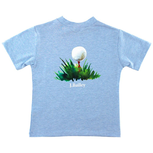 J Bailey Golf on Heathered Blue Logo Tee