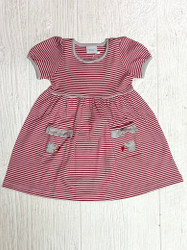 Squiggles Red Stripe Elephant with Flag Pocket Dress