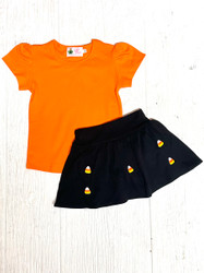 Lily Pads Candy Corn Embroidered Skort Set