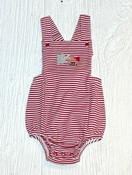 Squiggles Red Stripe Elephant with Flag Sunsuit