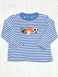 Claire & Charlie Blue Stripe Sports Boys Shirt