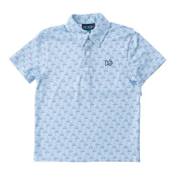 Prodoh S/S Performance Polo- Powder Blue Golf Cart Print