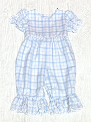 Banana Split Light Blue Plaid Gabby Romper