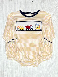 Banana Split Construction Smocked Boys Bubble