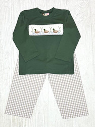 Banana Split Mallard Duck Smocked Boys Pant Set