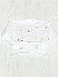 Lily Pads White Pastel Dots Roll Neck Sweater