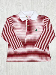 Lily Pads Red Stripe Tree Embroidered L/S Polo