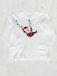 Squiggles Swinging Santa White Crew Tee