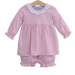 Trotter Street Kids Light Pink Stripe Georgia Bloomer Set