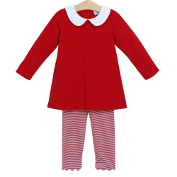 Trotter Street Kids Red Stripe Claire Pant Set