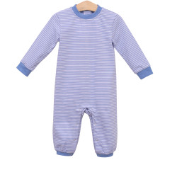 Trotter Street Kids Steel Blue Stripe Miller Romper