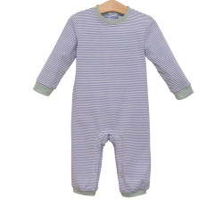 Trotter Street Kids Dusty Blue Stripe/Sage Miller Romper