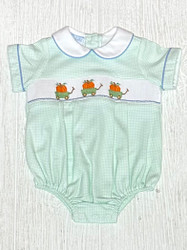 Petit Bebe Green Check Pumpkin Boys Bubble