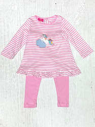 Claire & Charlie Pink Stripe Unicorn Tunic Set