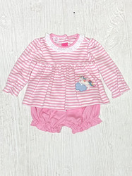 Claire & Charlie Pink Stripe Unicorn Bloomer Set