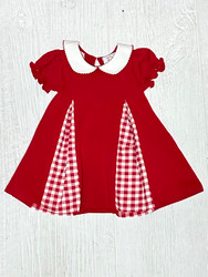 Swoon Red Gingham Pleat Dress