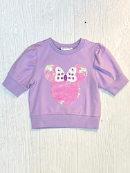 LuLu BeBe Lavender Minnie Sequin Puff Sleeve Top