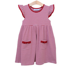 Trotter Street Kids Crimson Stripe Lucy Game Day Dress