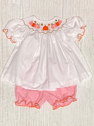 Le Za Me Smocked Pink Pumpkin Bloomer Set