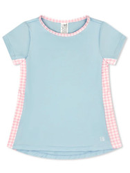 SET Blue/Pink Check Blair Top