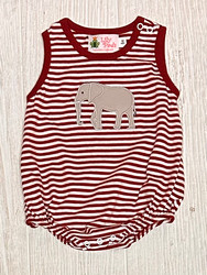 Lily Pads Crimson Stripe Elephant Applique Bubble