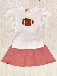 Lily Pads Red Mini Stripe Football Applique Skort Set