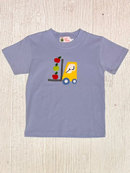 Lily Pads Sky Blue Forklift with Apples Applique Tee