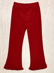 Lily Pads Ruffled Flared Pants- Crimson