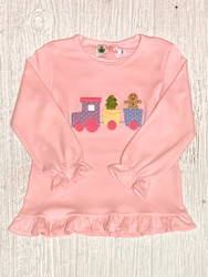 Lily Pads New Light Pink Gingerbread Train Applique Ruffle Swing Top