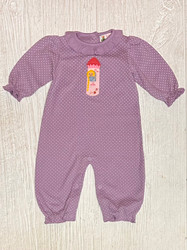 Lily Pads Lavender Dot Rapunzel Tower Applique Romper