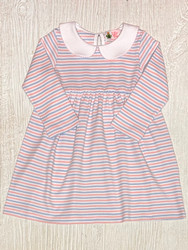 Lily Pads Pink/Blue Stripe Ruffle Dress