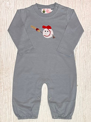 Lily Pads Light Steel Baseball Swing Applique Romper