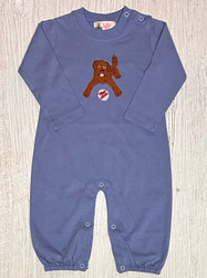 Lily Pads Chambray Chocolate Lab with Baseball Applique Romper