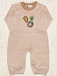 Lily Pads Sand Stripe Dino Foot Prints Applique Romper