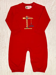 Lily Pads Red Crane Applique Romper