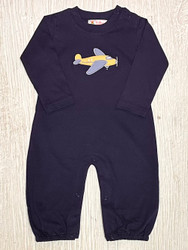 Lily Pads Medium Dark Royal Airplane Applique Romper