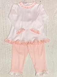 Squiggles Pink Polka Dot Ruffle Pant Set