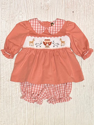 Banana Split Noahs Ark Smocked Bloomer Set