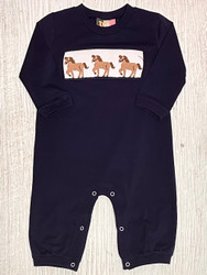 Banana Split Giddy Up Smocked Boy Romper