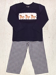 Banana Split Giddy Up Smocked Boy Pant Set
