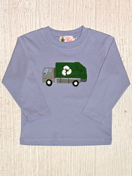 Lily Pads Sky Blue Garbage Truck Applique Tee