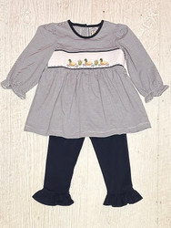 Three Sisters Mallard Duck Smocked Ruffle Pant Set